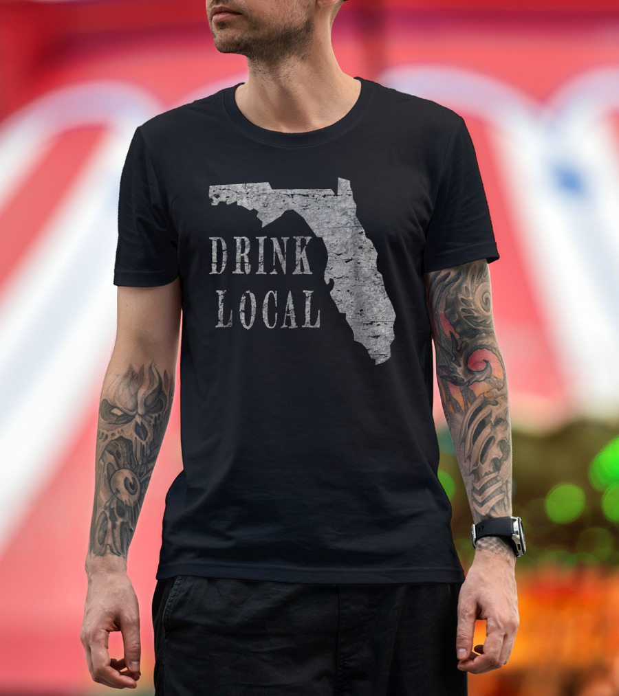 Vintage Drink Local Craft Beer Florida State Map T-Shirt