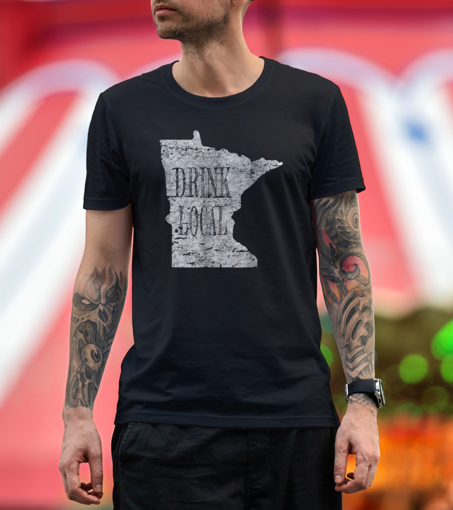 Drink Local Craft Beer Minnesota Vintage State Outline T-Shirt