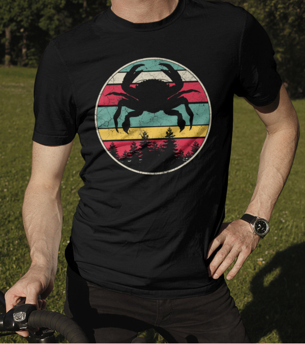 70's 80's Vintage Retro Crabber Stripes Forest T-Shirt