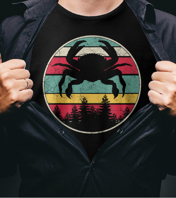 70's 80's Vintage Retro Crabber Stripes Forest T-Shirt