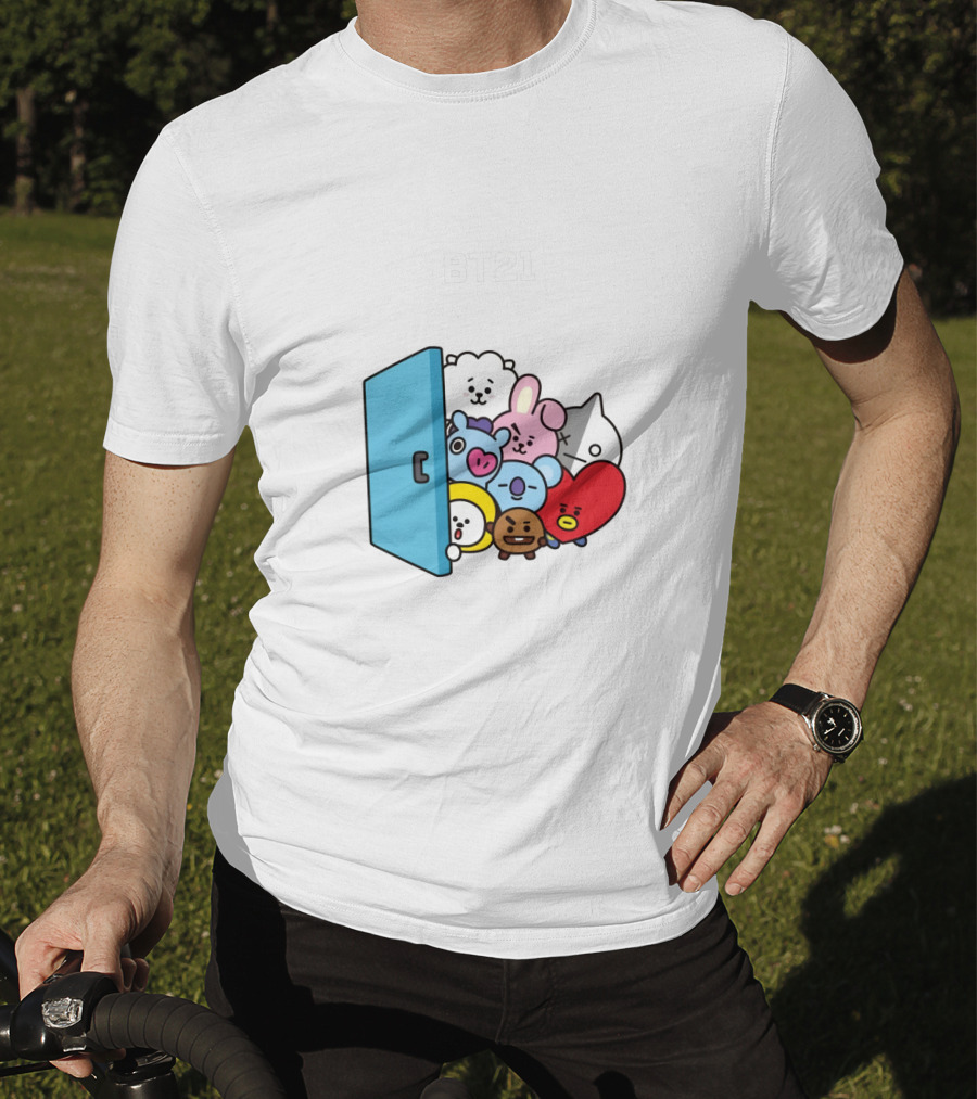 BT21 Characters Behind Door Icons T-Shirt