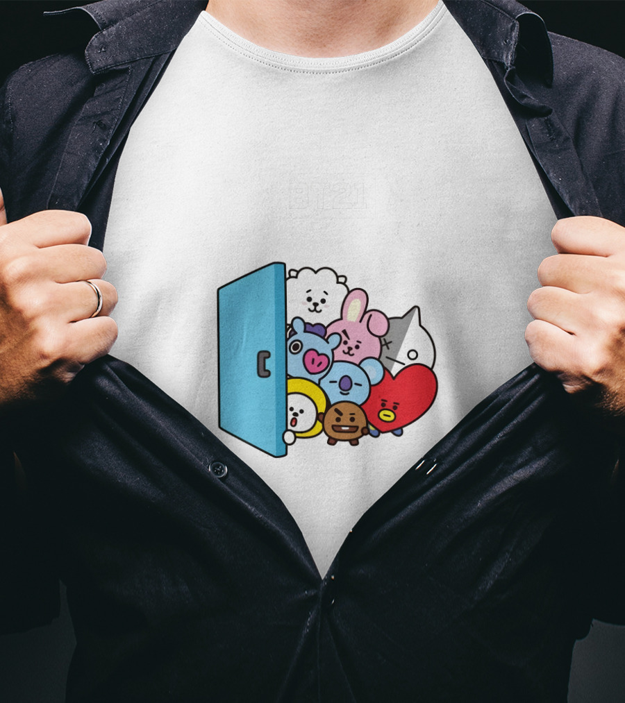 BT21 Characters Behind Door Icons T-Shirt