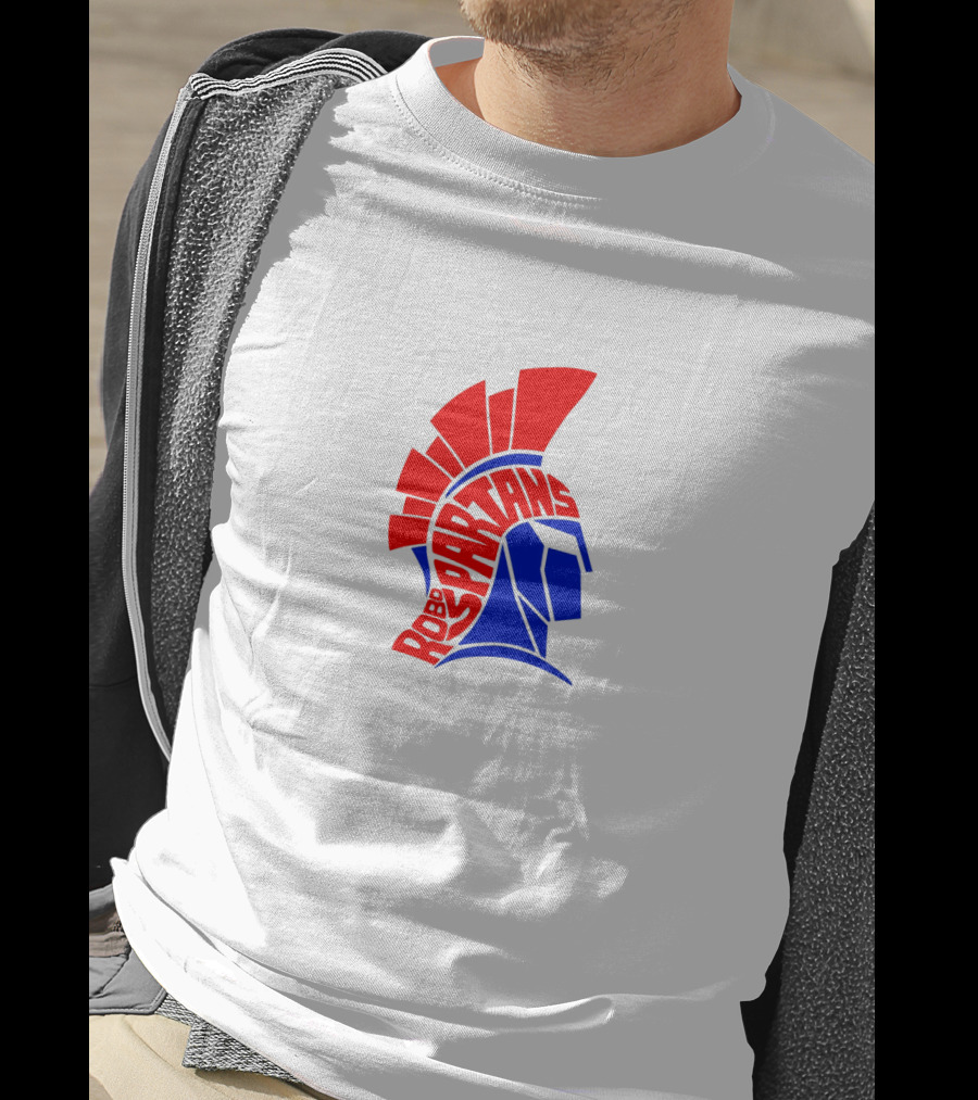 Robo Spartans Logo Red And Blue Spartan Helmet T-Shirt