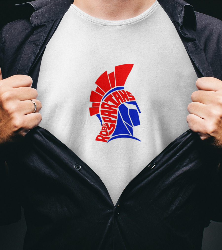 Robo Spartans Logo Red And Blue Spartan Helmet T-Shirt