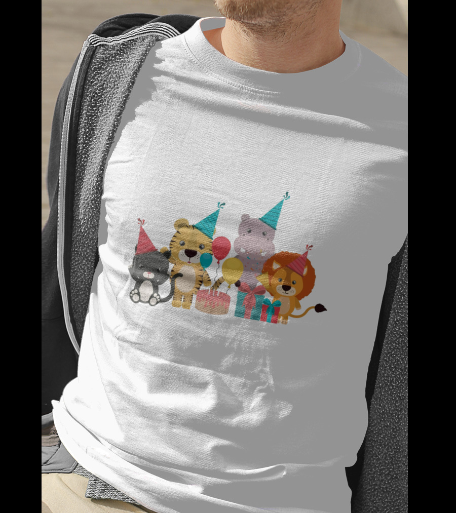 Party Animals Celebration With Balloons And Cake T-Shirt