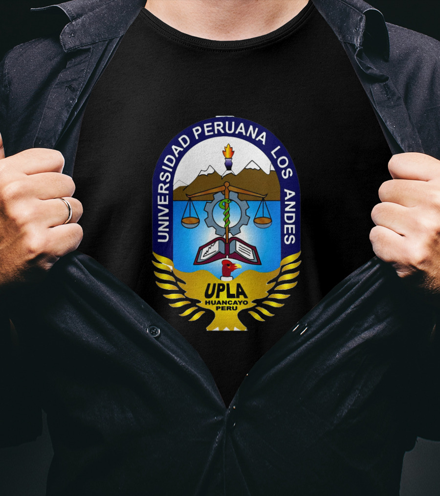 Universidad Peruana Los Andes UPLA Huancayo Peru Crest With Scales And Mountains T-Shirt