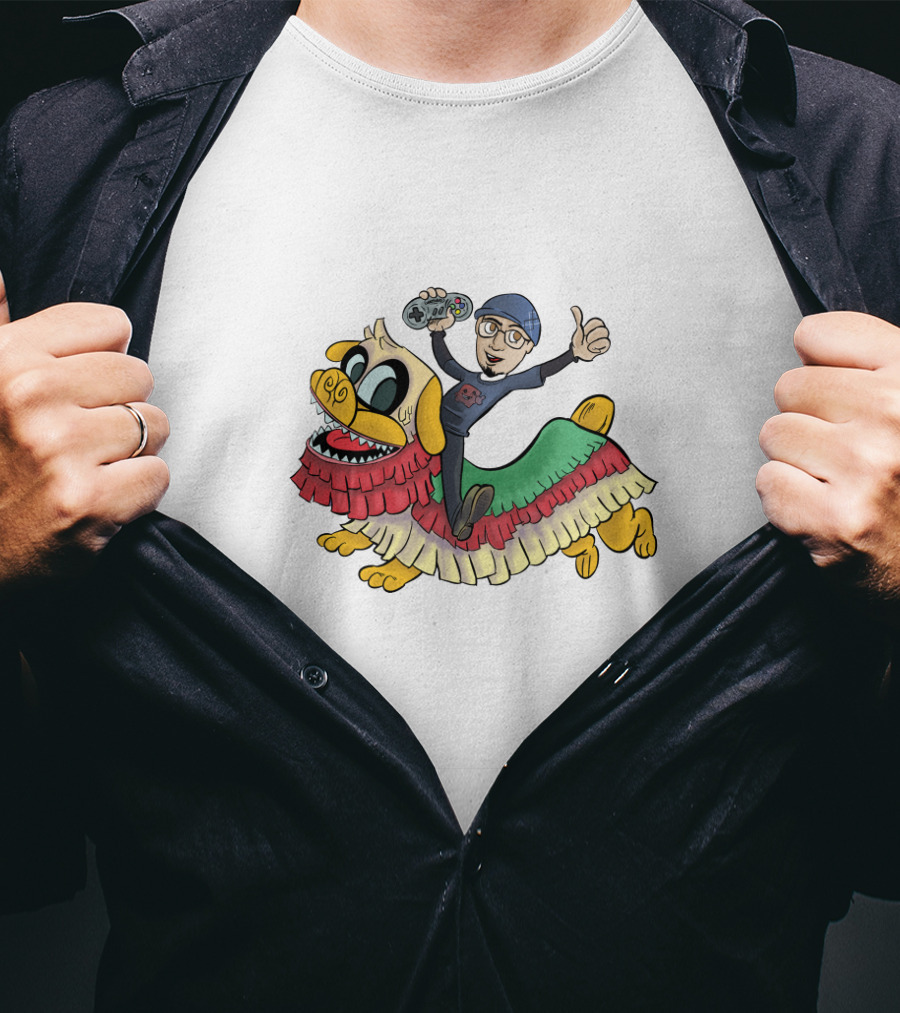 Northernlion Gamer On Lion Dance Ride With Game Controller T-Shirt