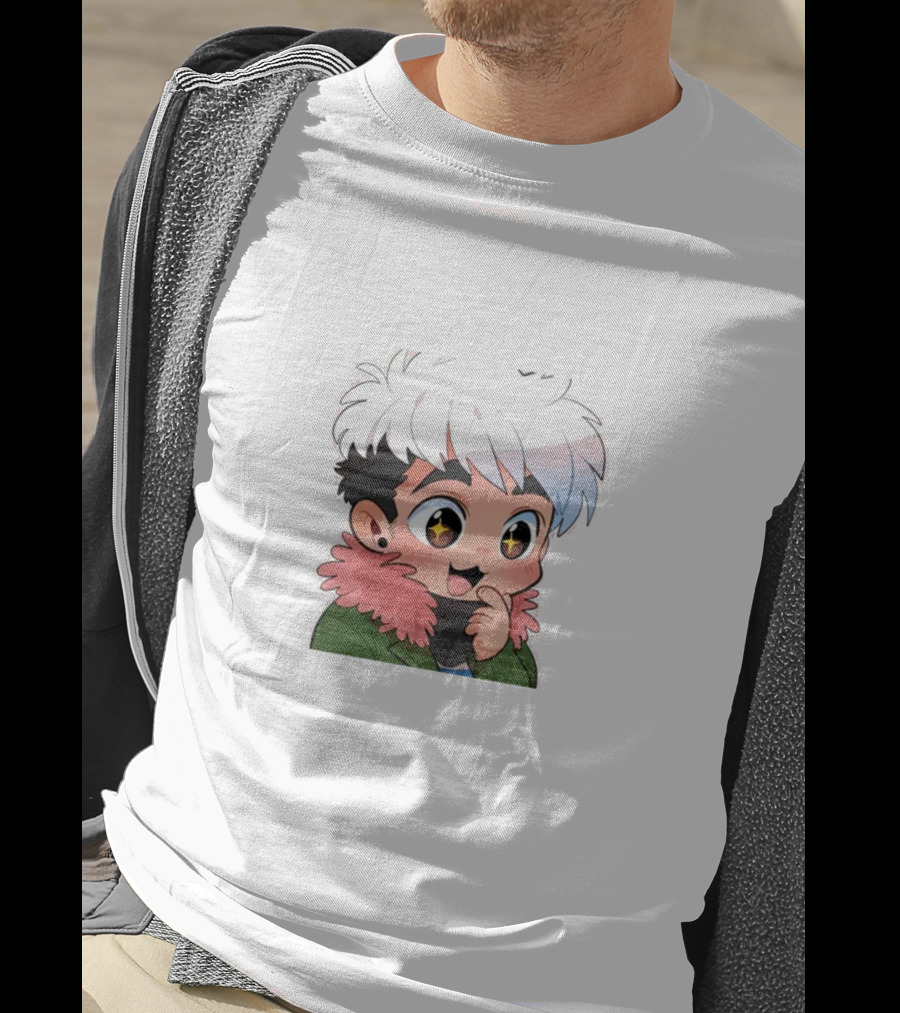 Derkslurp Anime Style Character With Star Eyes And Fluffy Hair T-Shirt