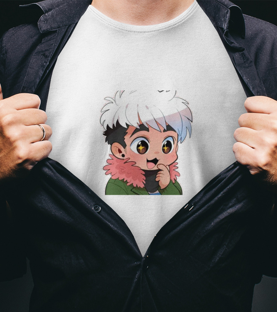 Derkslurp Anime Style Character With Star Eyes And Fluffy Hair T-Shirt