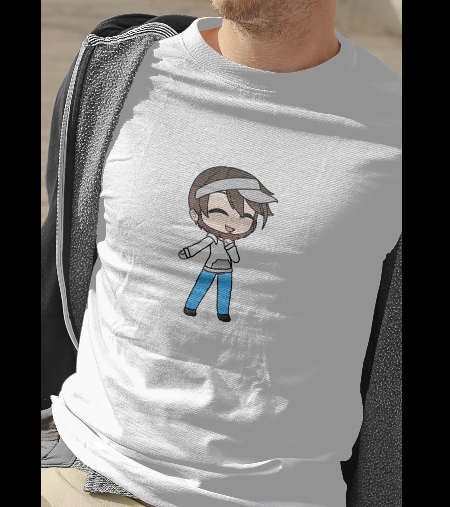 Brandon Farris Cartoon Style Character With White Visor And Blue Pants T-Shirt