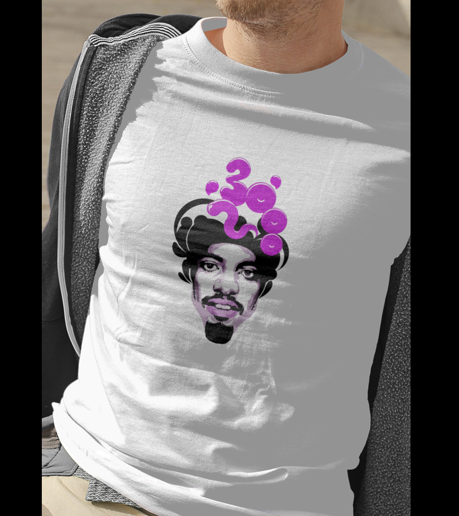 Andre 3000 Face Graphic With Purple Bubble Numbers T-Shirt