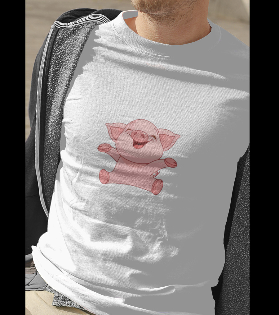 Piggy Minitoon Happy Cartoon Pig Character T-Shirt