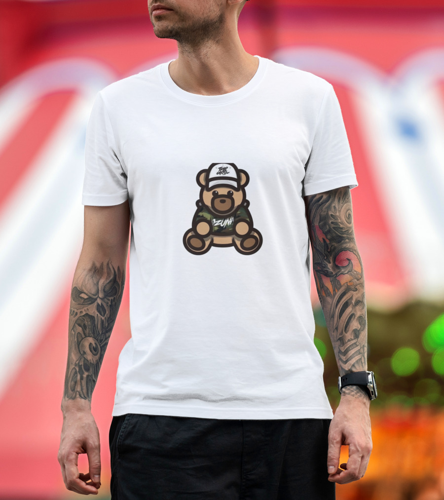 Ozuna Teddy Bear Wearing Camo Outfit and Trippy Gang Cap T-Shirt