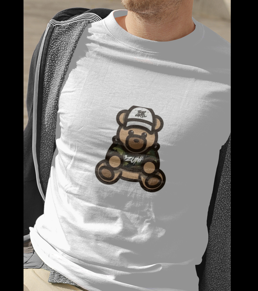 Ozuna Teddy Bear Wearing Camo Outfit And Trippy Gang Cap T-Shirt