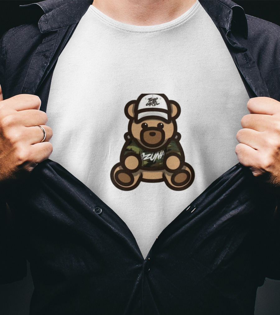 Ozuna Teddy Bear Wearing Camo Outfit And Trippy Gang Cap T-Shirt