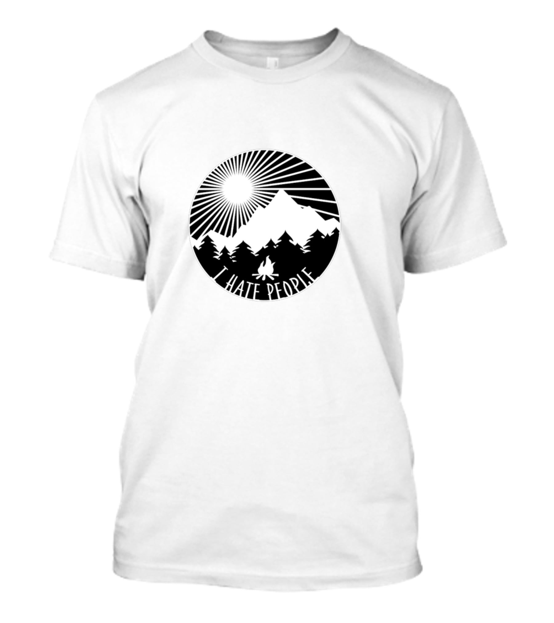 I Hate People Camping Mountain Forest Sunburst T-Shirt