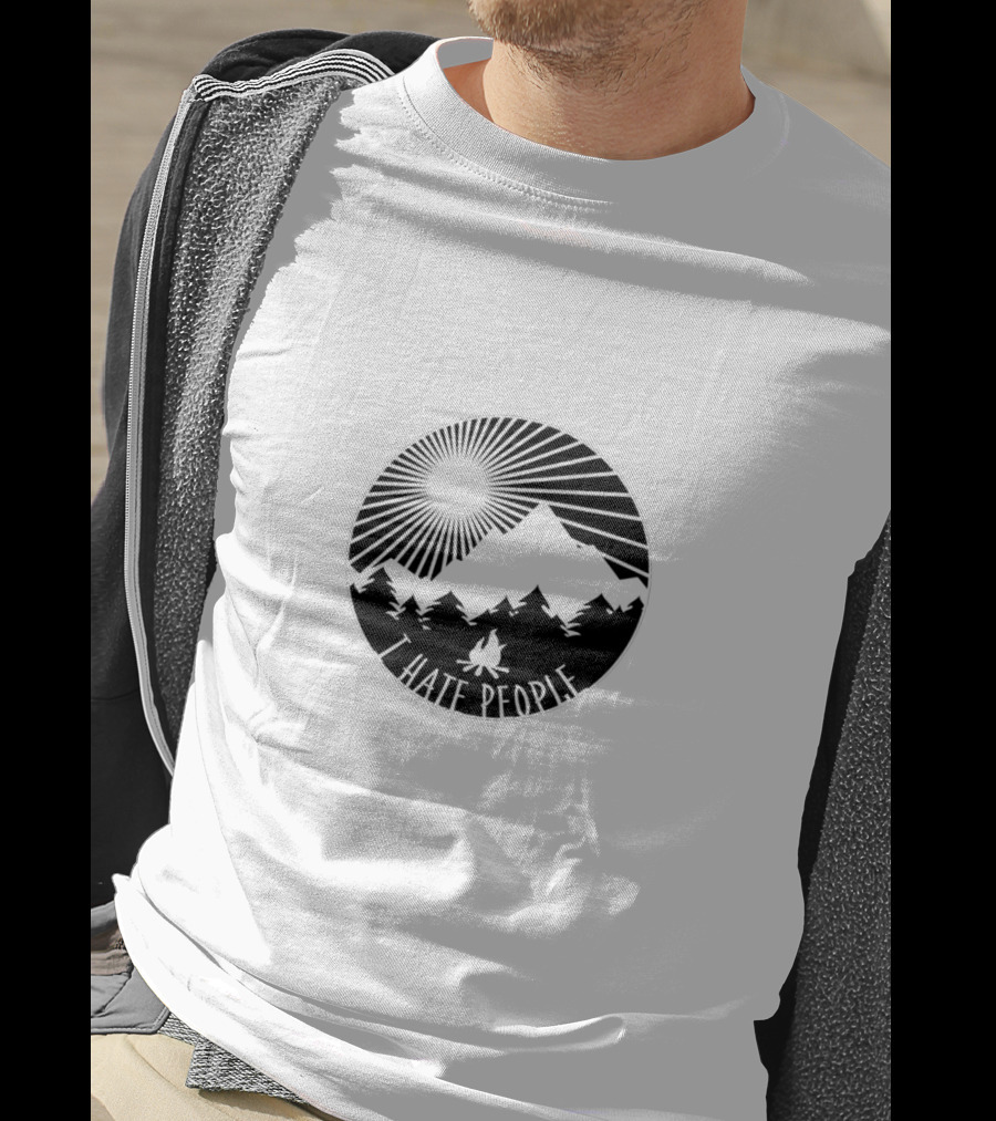 I Hate People Camping Mountain Forest Sunburst T-Shirt