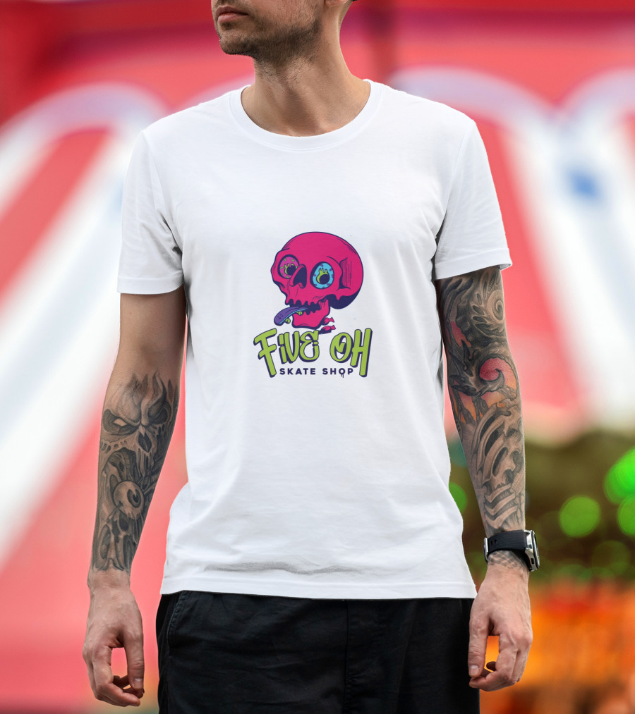 Five Oh Skate Shop Neon Skull Donut T-Shirt