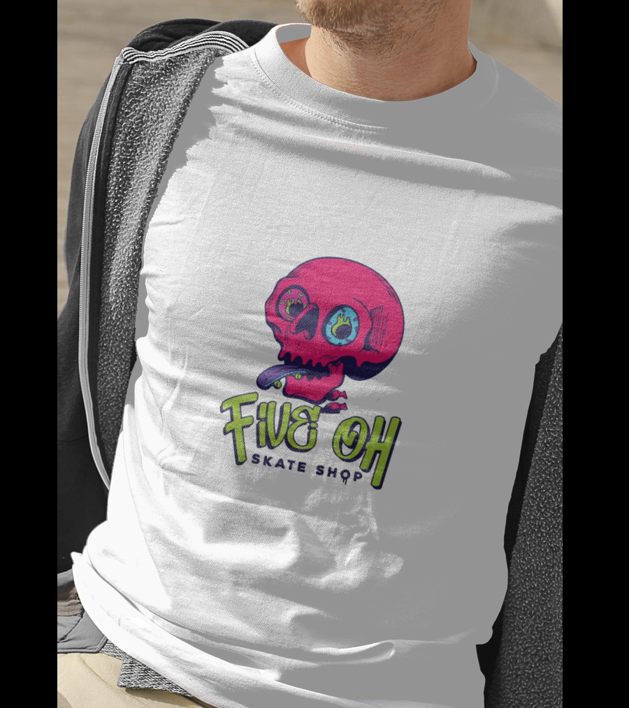 Five Oh Skate Shop Neon Skull Donut T-Shirt