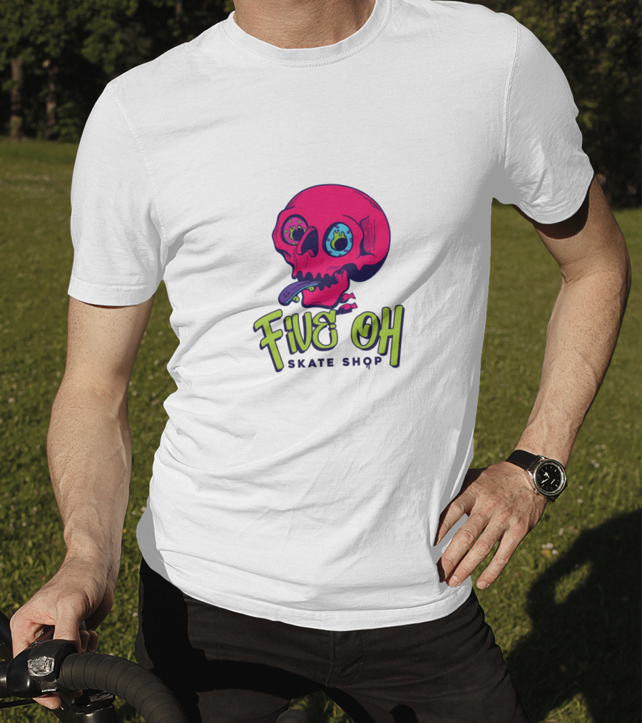 Five Oh Skate Shop Neon Skull Donut T-Shirt