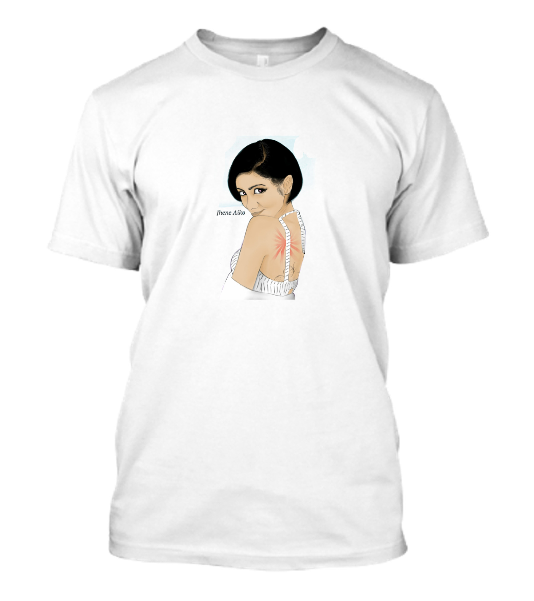 Jhene Aiko Illustration With Red And White Back T-Shirt