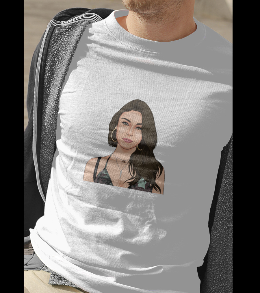 Dixie D'Amelio Camo Top Illustration Gold Hoop Necklace T-Shirt