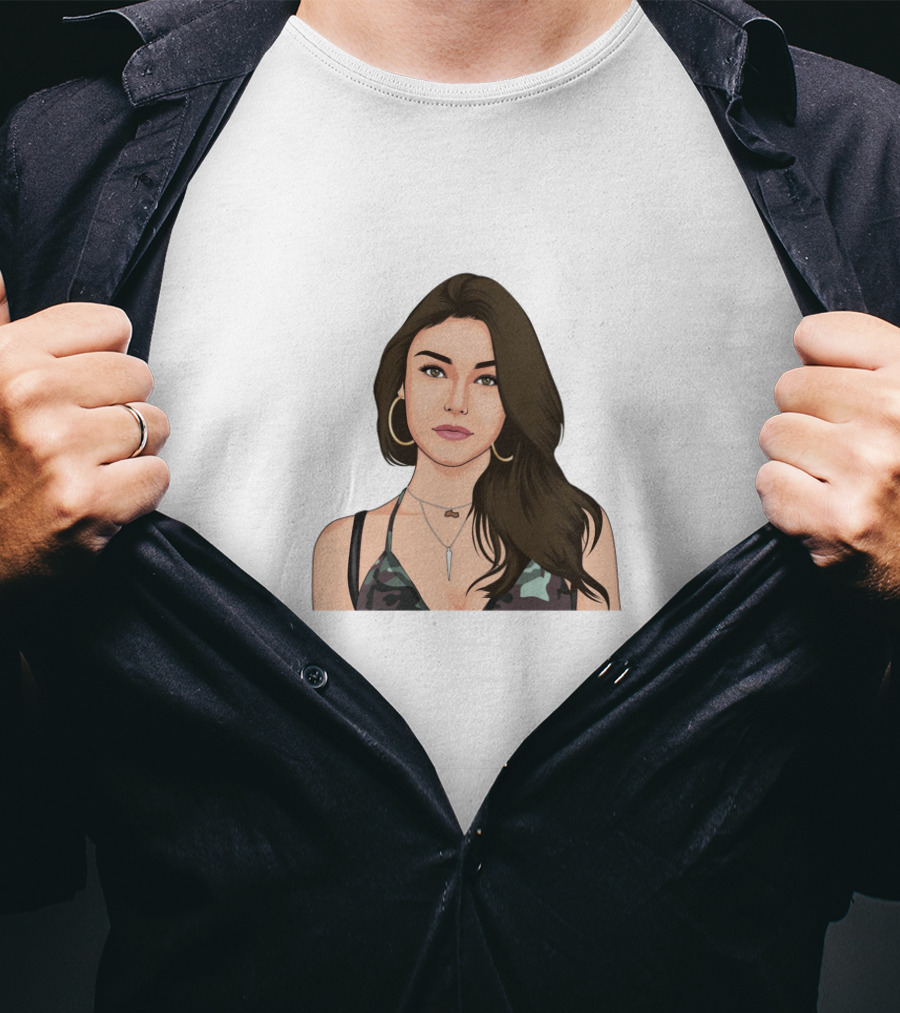 Dixie D'Amelio Camo Top Illustration Gold Hoop Necklace T-Shirt