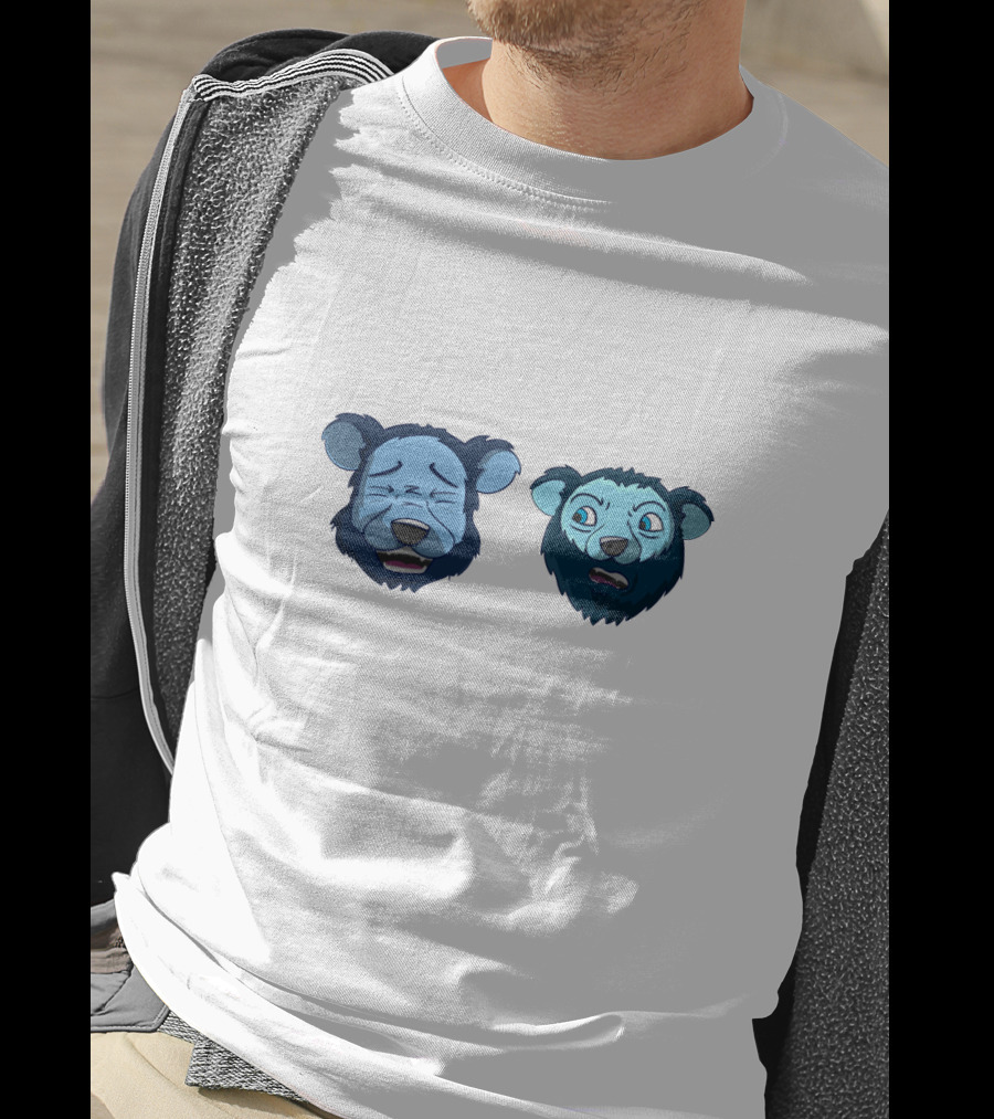 2 Bears 1 Cave Podcast Animated Bear Faces T-Shirt
