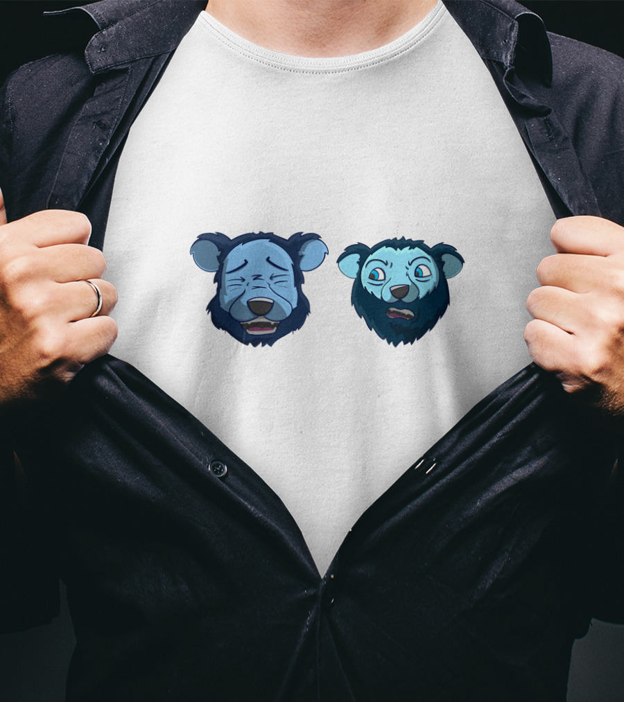 2 Bears 1 Cave Podcast Animated Bear Faces T-Shirt