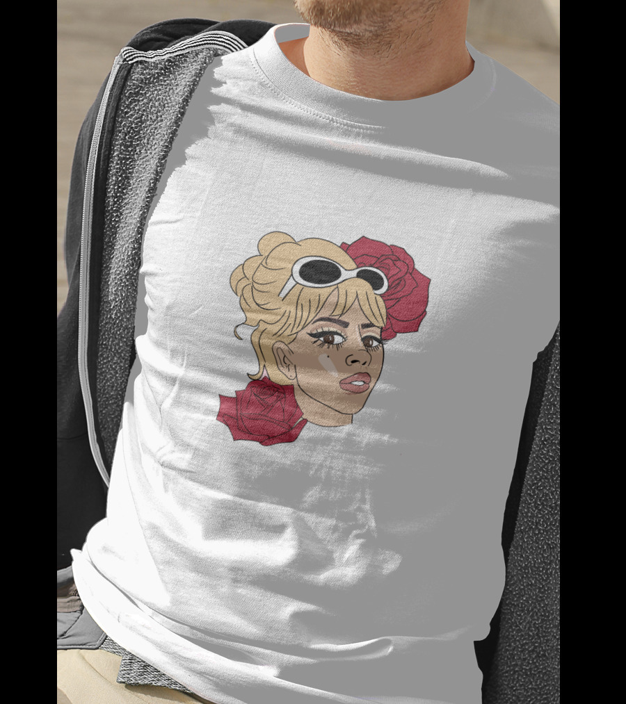 Kali Uchis Blonde Sunglasses Red Roses T-Shirt