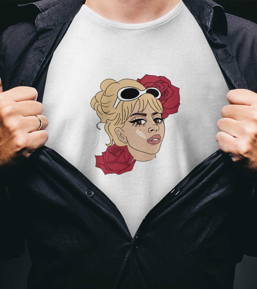 Kali Uchis Blonde Sunglasses Red Roses T-Shirt