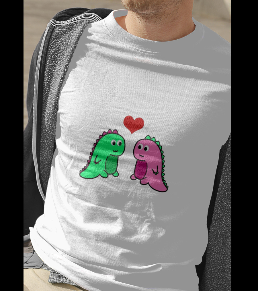 LaurDIY Green And Pink Dinosaur Heart T-Shirt