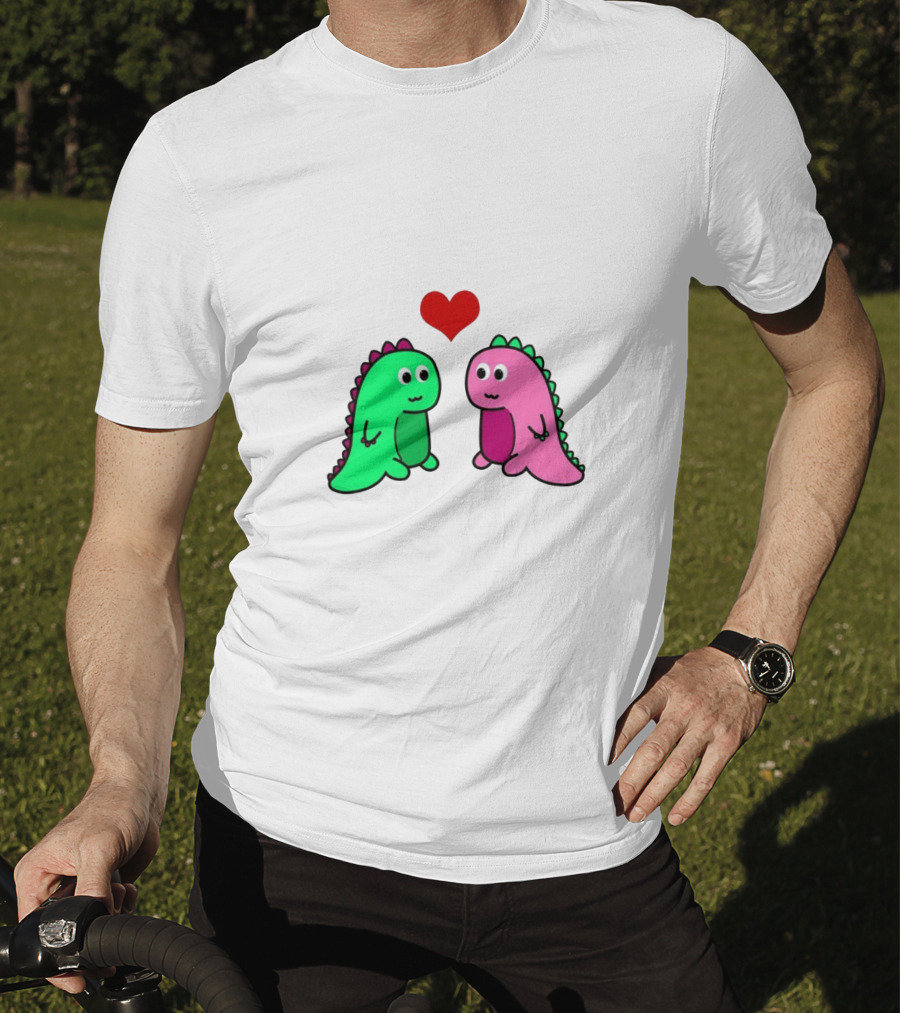 LaurDIY Green And Pink Dinosaur Heart T-Shirt