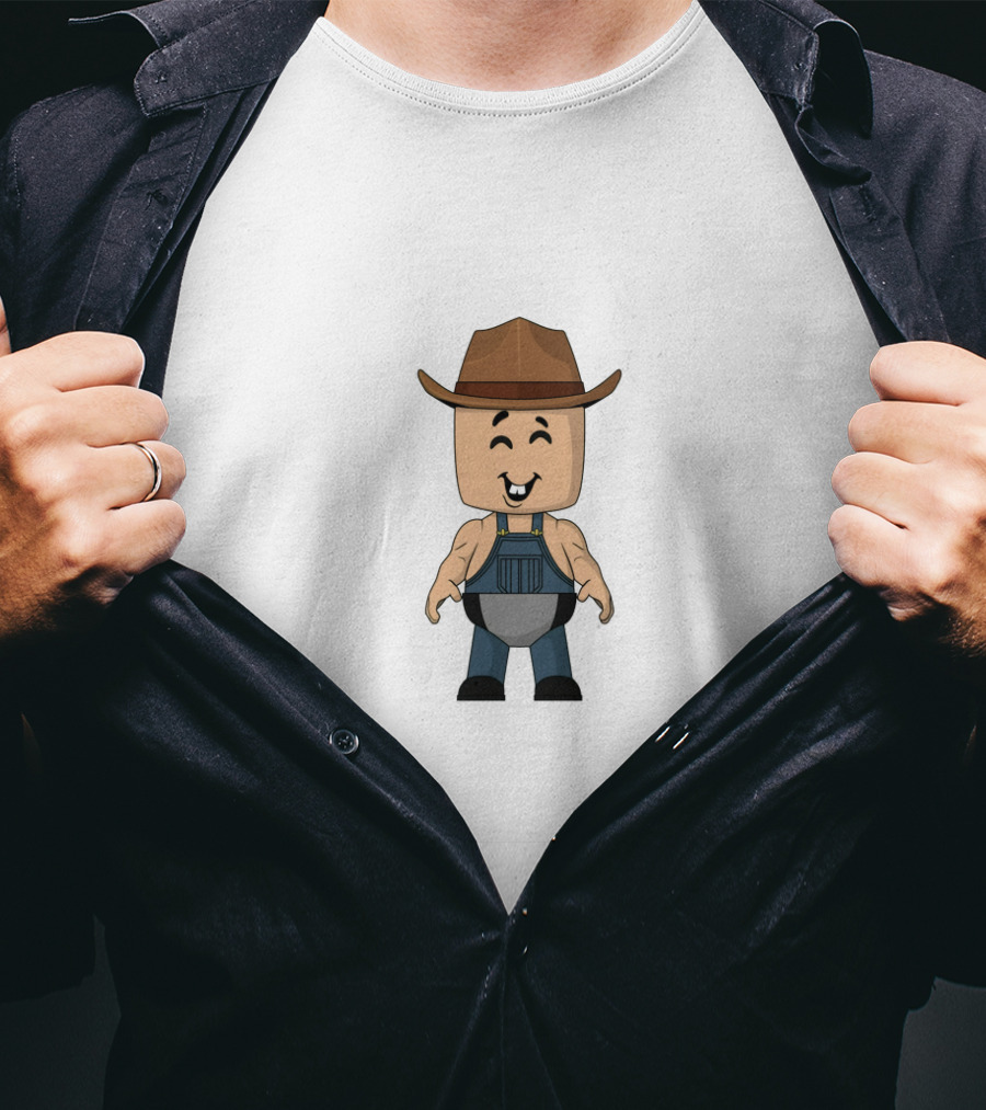 Cleetus McFarland Cartoon Character In Cowboy Hat And Overalls T-Shirt