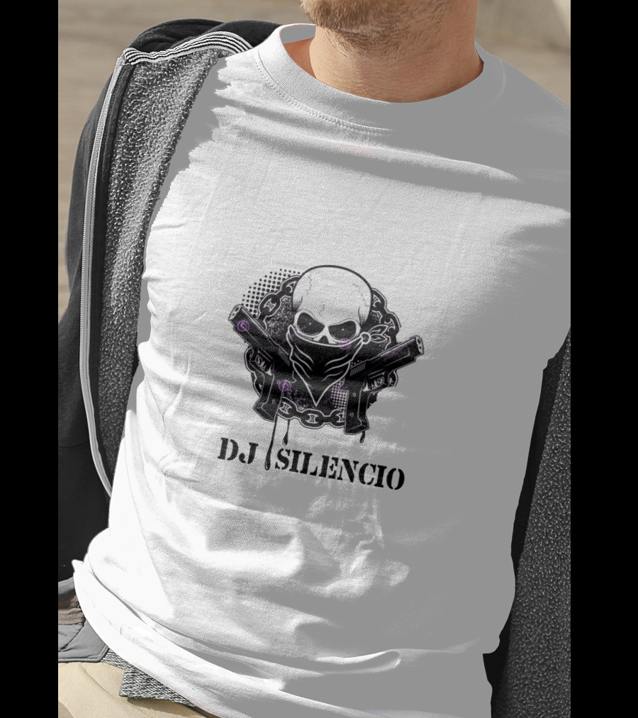 DJ Silencio Skull Bandana Guns Chains T-Shirt