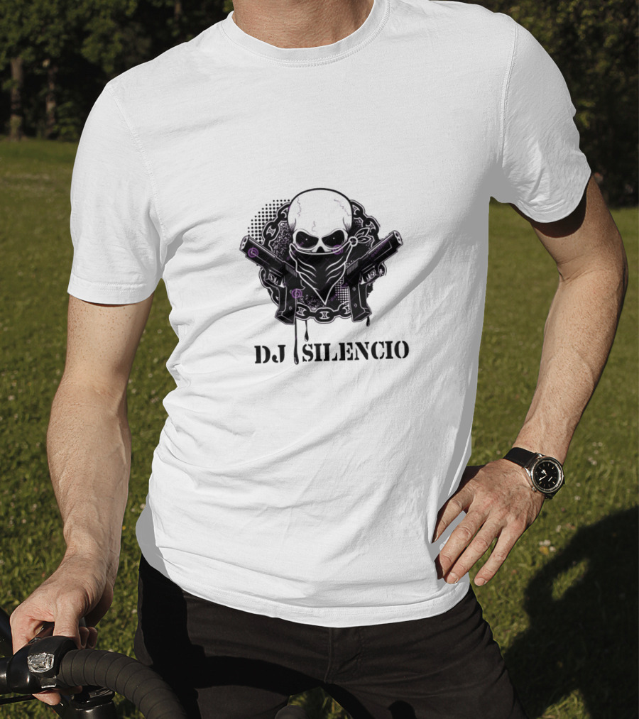 DJ Silencio Skull Bandana Guns Chains T-Shirt