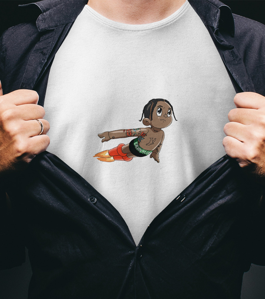 Don Toliver Cartoon Character Flying With Rocket Boots T-Shirt