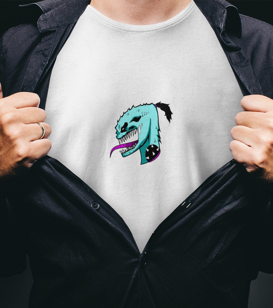 ZHC Merch Monster Creature Illustration Blue And Purple Tongue T-Shirt