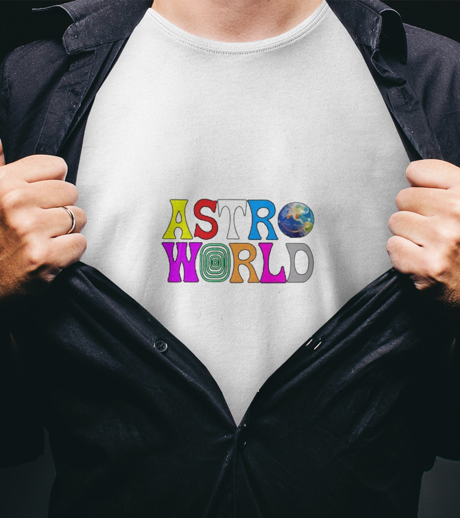 ASTROWORLD Multicolor Space Theme With Globe T-Shirt