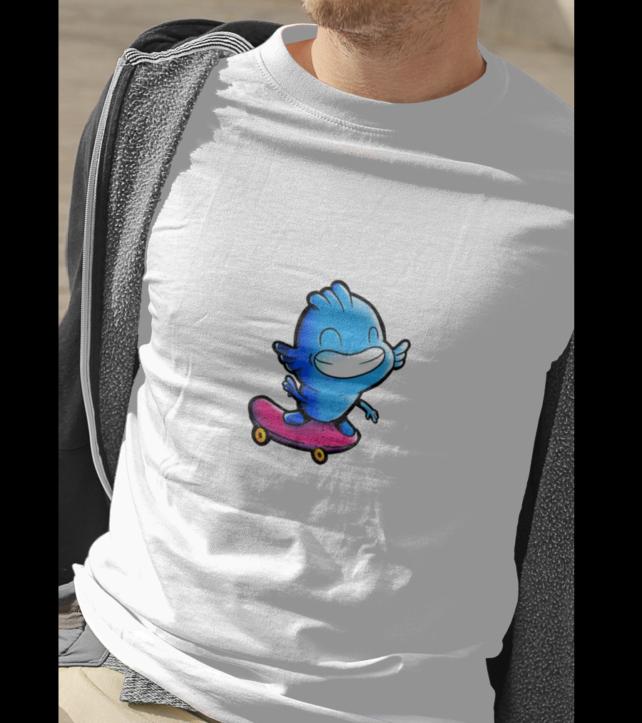 Gawx Blue Character Skateboarding Adventures T-Shirt