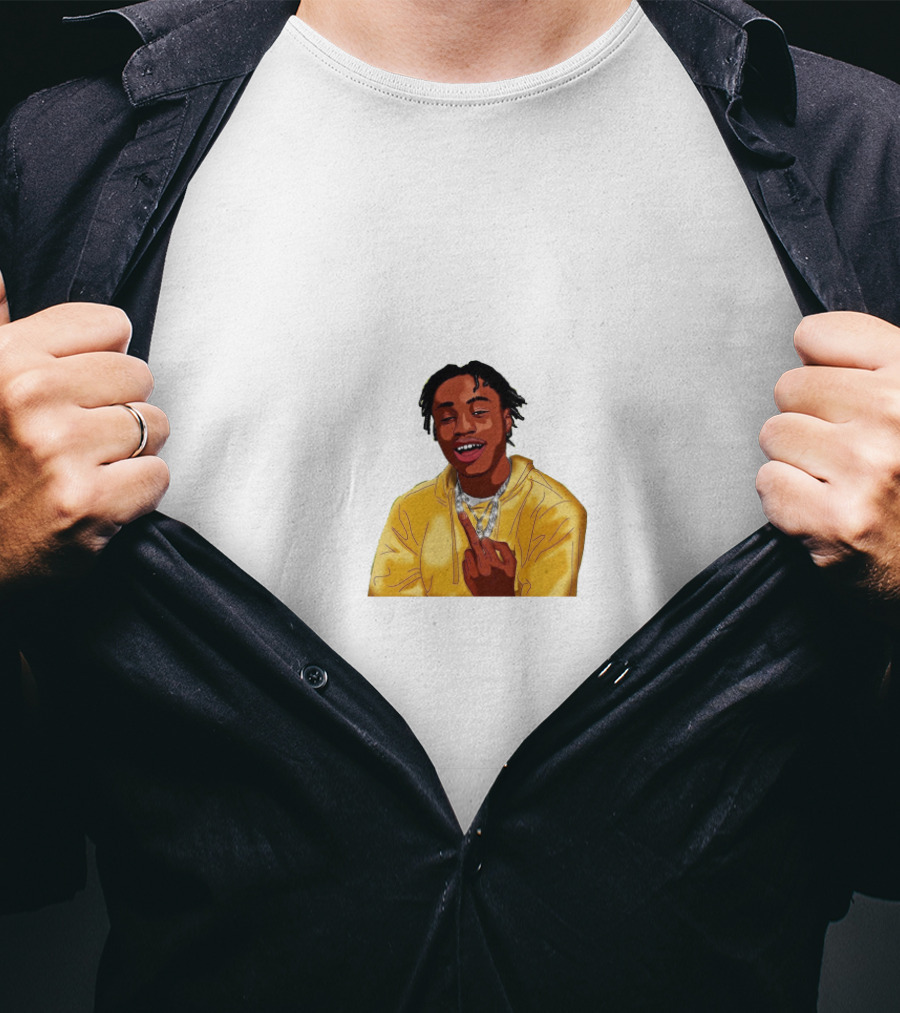 Lil Tjay Yellow Jacket Cartoon Pose T-Shirt