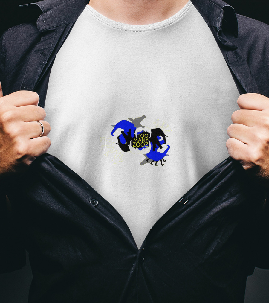 Too Many Zooz Animal Silhouettes In Blue And Black T-Shirt