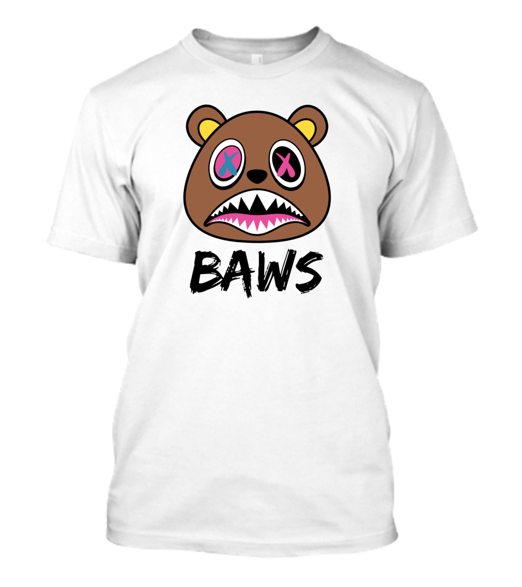 BAWS Pink And Blue Cross-Eyed Bear T-Shirt