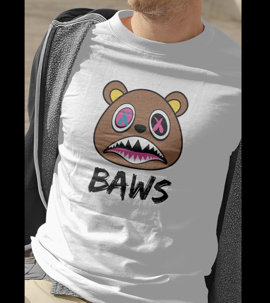 BAWS Pink And Blue Cross-Eyed Bear T-Shirt