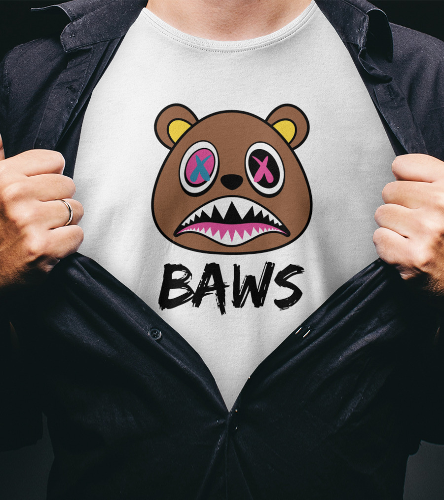 BAWS Pink And Blue Cross-Eyed Bear T-Shirt