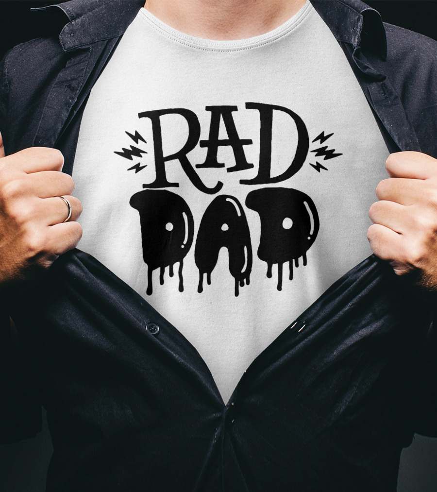 RAD DAD Dripping Letters With Lightning Bolts T-Shirt