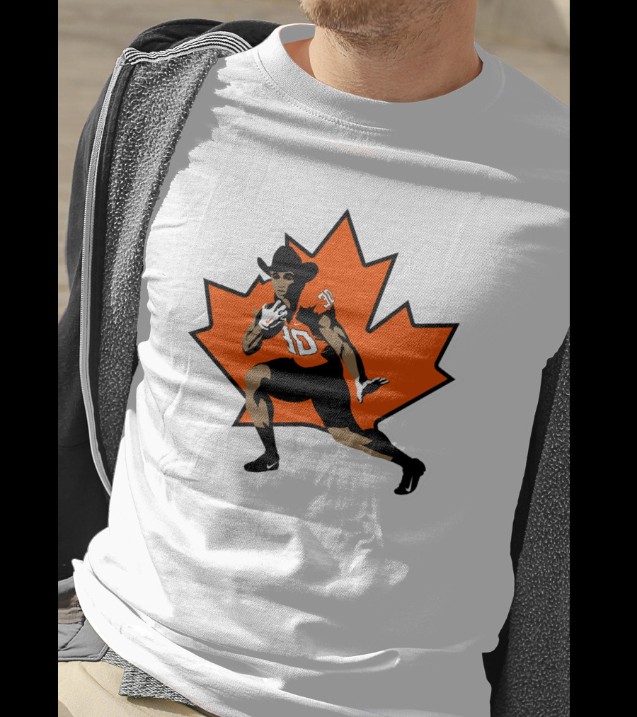 Chuba Hubbard Cowboy Football Player Maple Leaf T-Shirt