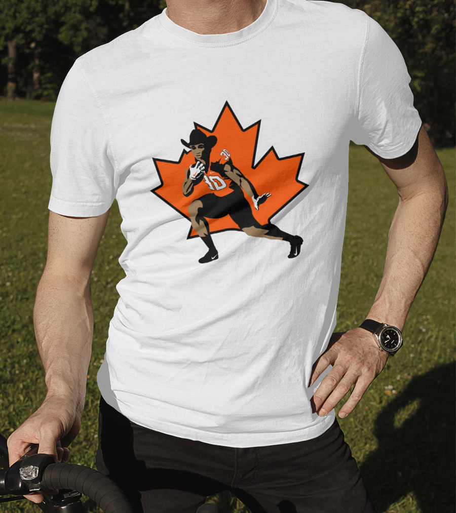 Chuba Hubbard Cowboy Football Player Maple Leaf T-Shirt