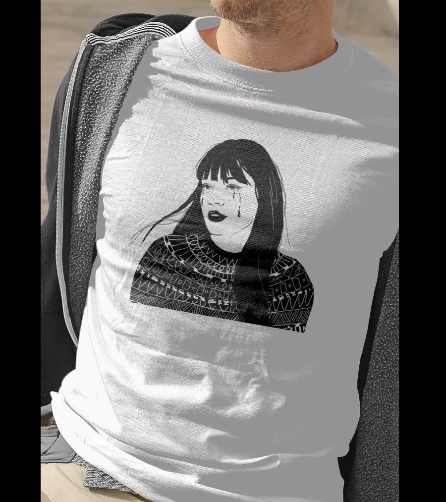 Druck Crying Woman T-Shirt