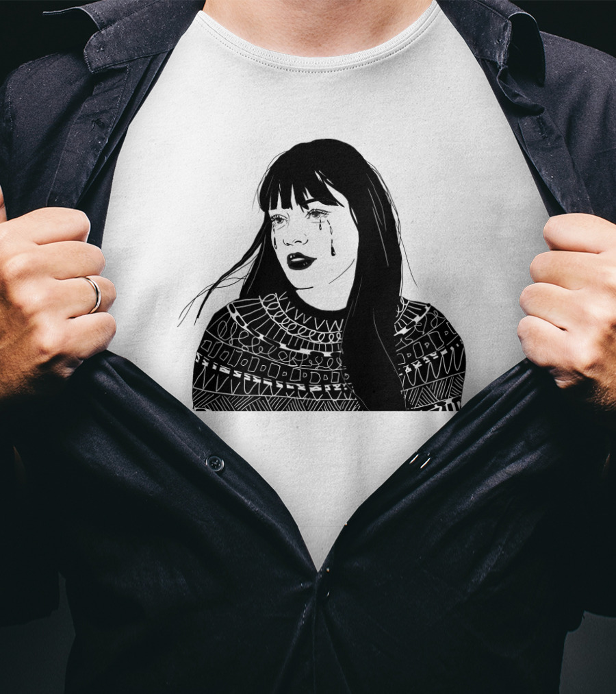 Druck Crying Woman T-Shirt